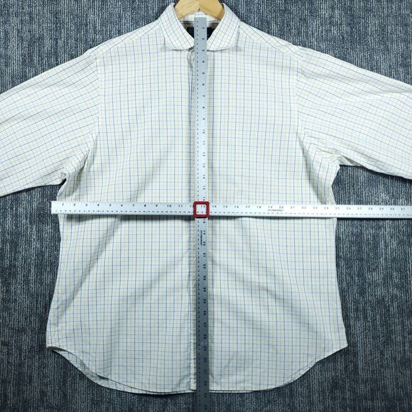 Polo Ralph Lauren Shirt Mens 17.5 36/37 White Blue Check Regent Button Up Pony - Picture 8 of 11